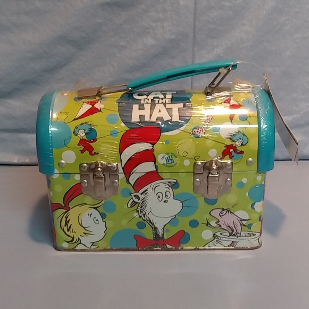 2003 The Cat In The Hat Metal Lunchbox Dome Lid Sealed